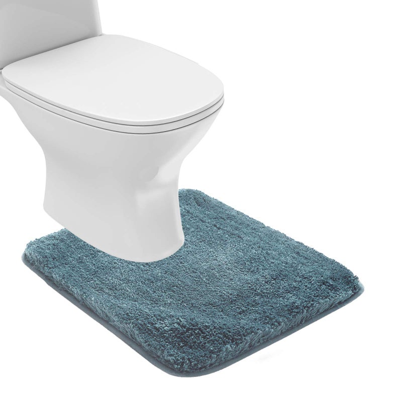 Suchtale Bathroom Contour Rug Non Slip Bath Mat Water Absorbent Soft Microfiber Shaggy Bathroom Mat Machine Washable Bath Rug for Bathroom Thick Plush U Shape Toilet Rug (20 x 24, Slate) - Image 1